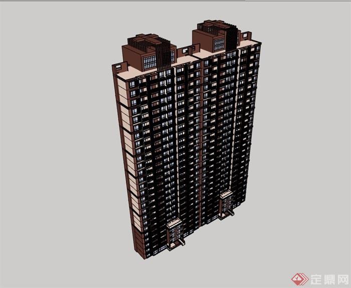 详细的居住建筑高层建筑su模型
