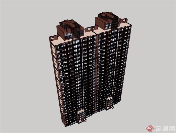 详细的居住建筑高层建筑su模型