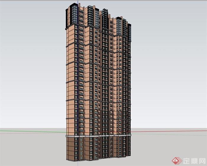 33层详细的高层住宅建筑楼su模型