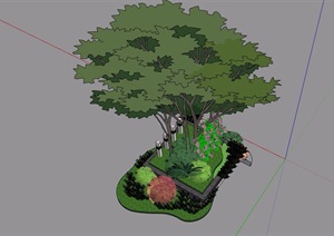 详细的树池花池设计SU(草图大师)模型