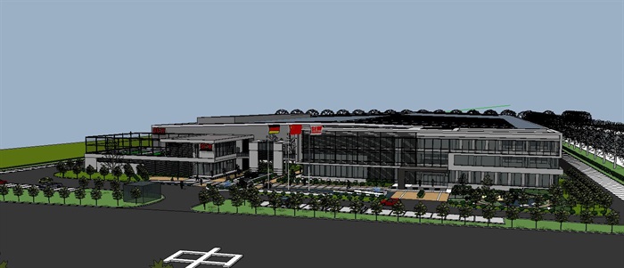 现代工厂厂房园区规划办公楼建筑综合设计(2)