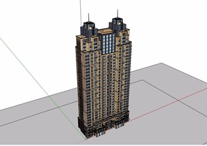 某现代商业高层详细的居住建筑楼SU(草图大师)模型