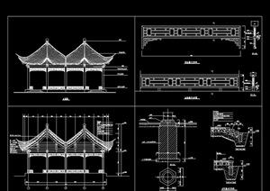 木质六角连亭cad施工图