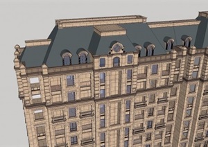 某小区详细的高层居住建筑楼SU(草图大师)模型