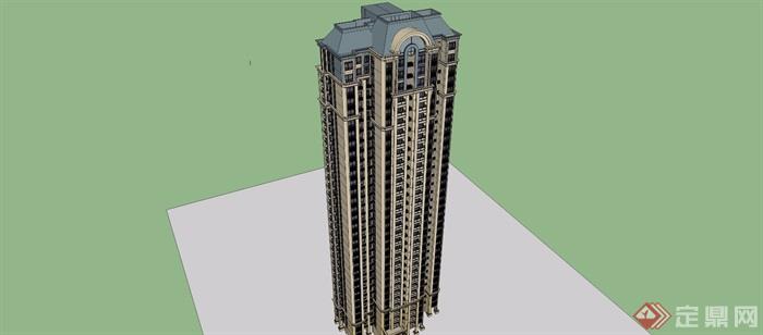 某小区详细的高层居住建筑楼su模型