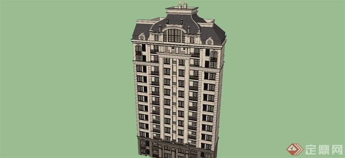 某小区详细的高层居住建筑楼su模型