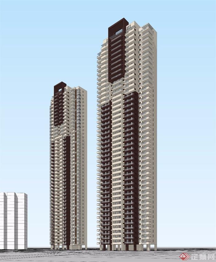 新古典曲苑住宅项目18+1住宅建筑楼设计su模型
