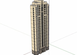 住宅高层详细的小区建筑SU(草图大师)模型