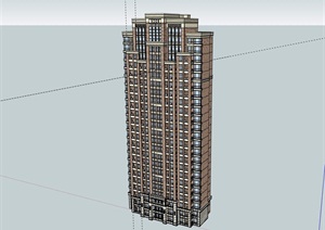 新古典详细的高层居住建筑楼设计SU(草图大师)模型