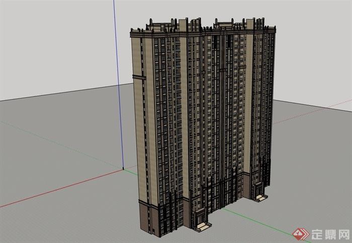 精品高层住宅建筑楼设计su模型