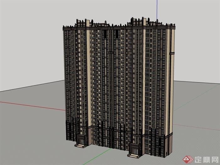 精品高层住宅建筑楼设计su模型