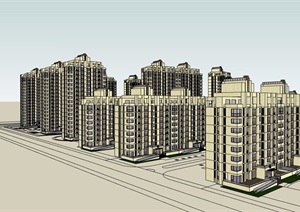 新古典小区建筑规划设计SU(草图大师)模型