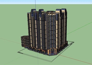 折角商业住宅楼设计SU(草图大师)模型