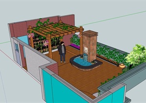 简单的屋顶庭院花园模型