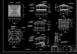详细木亭长廊设计cad施工图