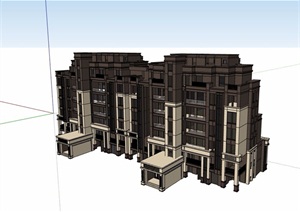 详细完整的多层住宅楼设计SU(草图大师)模型