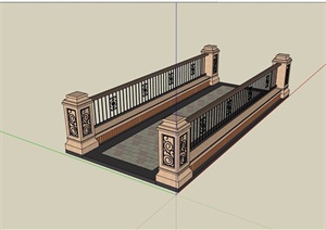 过河园桥详细完整设计SU(草图大师)模型