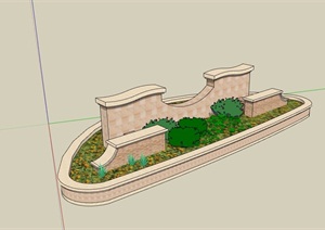 某详细的花池景墙设计SU(草图大师)模型