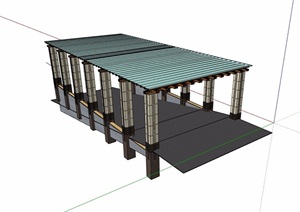 地下车库玻璃廊架素材设计SU(草图大师)模型