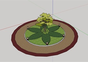 圆形详细的种植花池素材设计SU(草图大师)模型