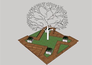 独特造型的详细树池设计SU(草图大师)模型