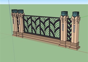 新古典铁艺栏杆围墙设计SU(草图大师)模型