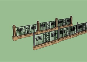新古典风格详细栏杆围墙素材SU(草图大师)模型