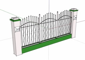 简单的栏杆围墙SU(草图大师)模型