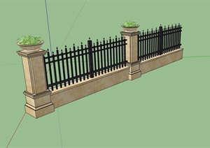 详细的栏杆围墙素材设计SU(草图大师)模型