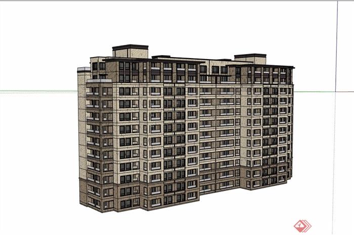 多层详细完整的住宅建筑楼su模型