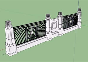 不完整的铁艺栏杆围墙SU(草图大师)模型