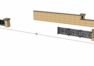 栏杆及围墙素材设计SU(草图大师)模型
