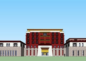 某藏式 酒店建筑SU(草图大师)精细霸气模型