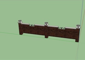 经典详细的砖砌围墙设计SU(草图大师)模型