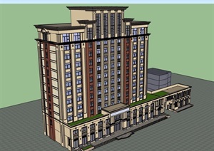 新古典风格商业住宅小高层建筑楼设计SU(草图大师)模型