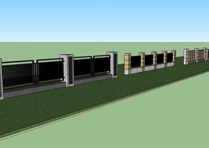 五款详细的栏杆围墙素材设计SU(草图大师)模型