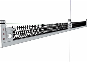 详细的围墙铁栏杆素材设计SU(草图大师)模型