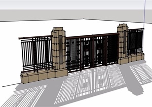 铁栏杆围墙门设计SU(草图大师)模型