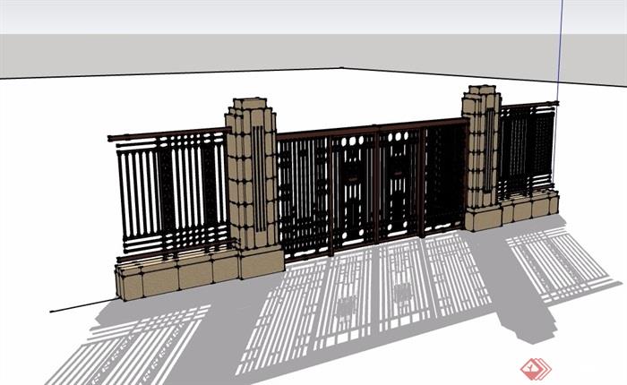 铁栏杆围墙门设计su模型