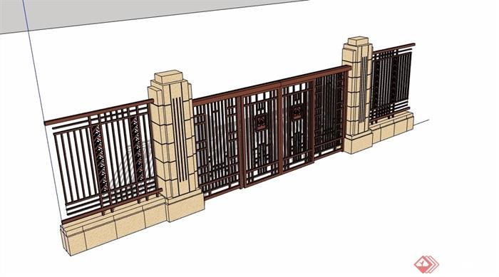铁栏杆围墙门设计su模型