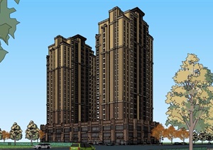 新古典风格商业高层住宅楼SU(草图大师)模型