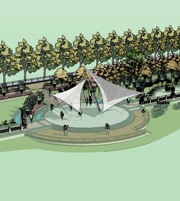 滨河公园沿河景观详细规划设计su模型设计方案(2)
