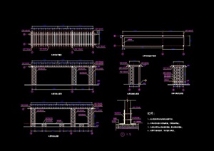 详细完整的木质廊架设计cad施工图