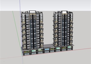 商业住宅小高层商业居住楼设计SU(草图大师)模型