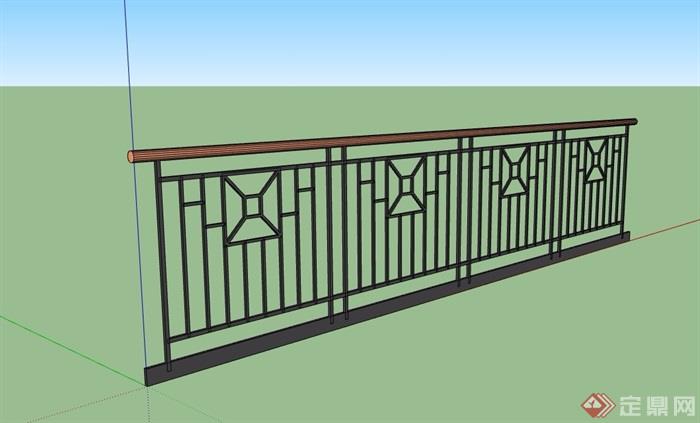 园林景观铁围栏设计su模型