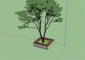 方形详细的树池SU(草图大师)模型
