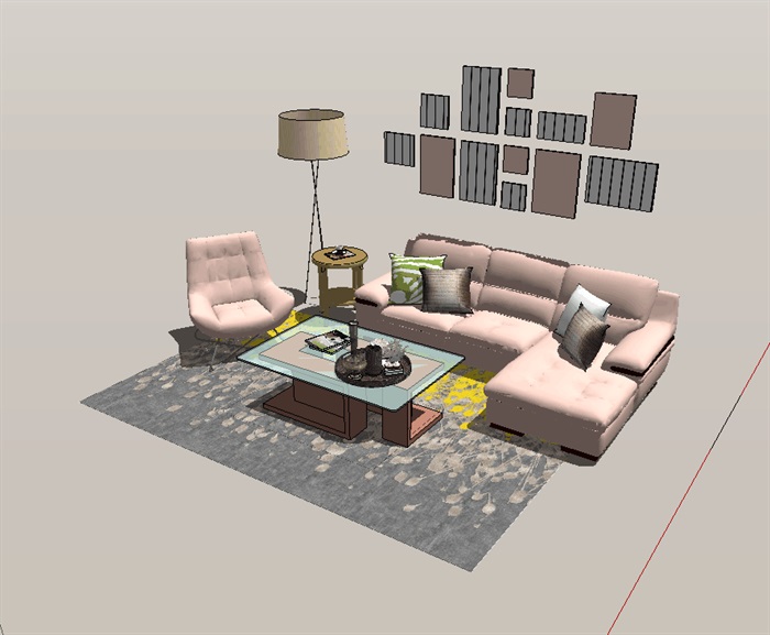 现代风格客厅室内设计详细su模型(1)