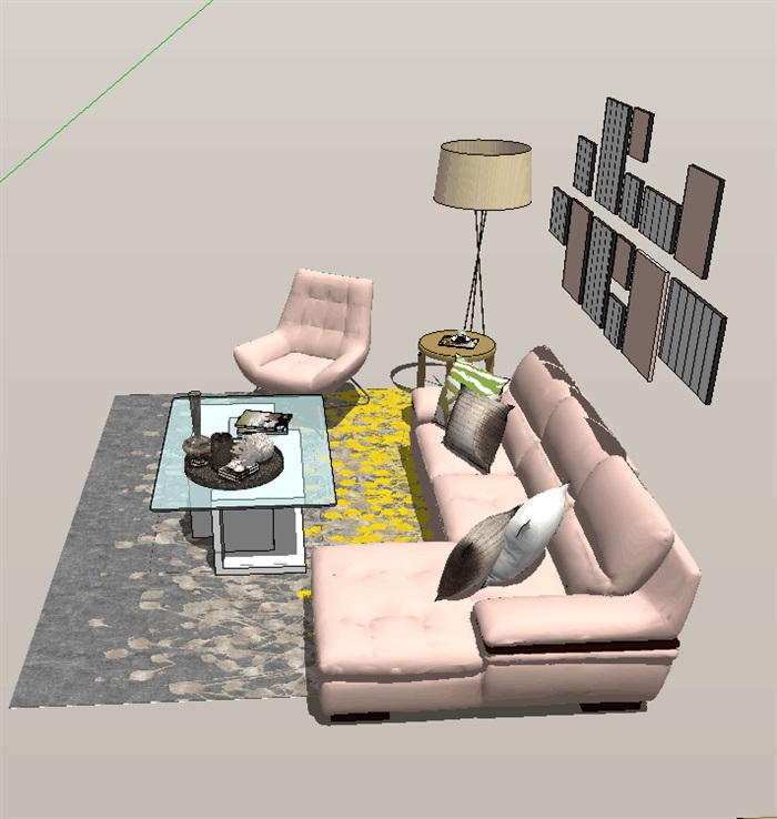 现代风格客厅室内设计详细su模型(2)