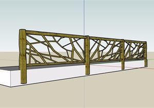 防腐木质栏杆素材设计SU(草图大师)模型