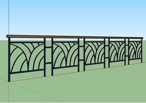 详细的精致铁艺栏杆素材设计SU(草图大师)模型